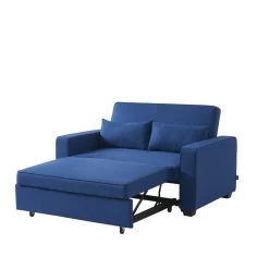 Canapé Droit LENA Convertible Tissu Bleu 2 Places -Meuble Déco Soldes canpe droit lena convertible tissu bleu 2 places 3