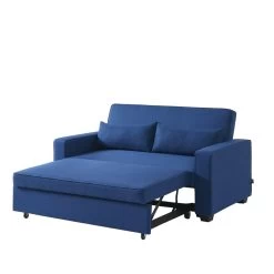 Canapé Droit LENA Convertible Tissu Bleu 3 Places -Meuble Déco Soldes canpe droit lena convertible tissu bleu 3 places 3