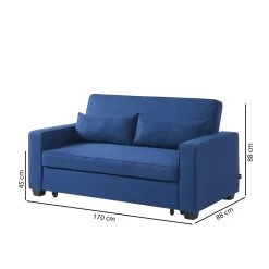 Canapé Droit LENA Convertible Tissu Bleu 3 Places -Meuble Déco Soldes canpe droit lena convertible tissu bleu 3 places 6