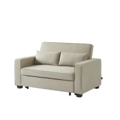 Canapé Droit LENA Convertible Tissu Grège 2 Places -Meuble Déco Soldes canpe droit lena convertible tissu grege 2 places 2