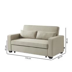 Canapé Droit LENA Convertible Tissu Grège 3 Places -Meuble Déco Soldes canpe droit lena convertible tissu grege 3 places 6