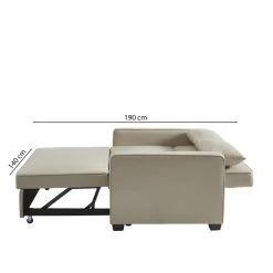 Canapé Droit LENA Convertible Tissu Grège 3 Places -Meuble Déco Soldes canpe droit lena convertible tissu grege 3 places 7