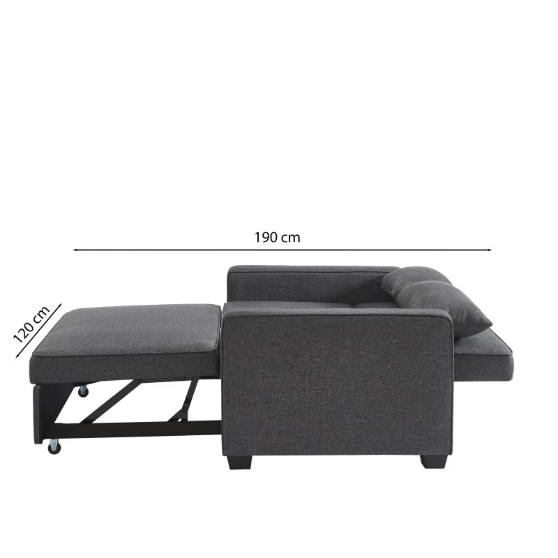 Canapé Droit LENA Convertible Tissu Gris 2 Places 8 Canapé Droit LENA Convertible Tissu Gris 2 Places – Image 8