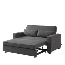 Canapé Droit LENA Convertible Tissu Gris 3 Places -Meuble Déco Soldes canpe droit lena convertible tissu gris 3 places 3