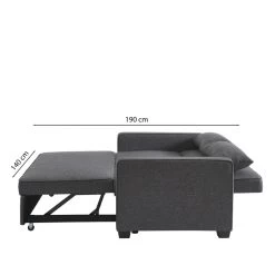 Canapé Droit LENA Convertible Tissu Gris 3 Places -Meuble Déco Soldes canpe droit lena convertible tissu gris 3 places 7