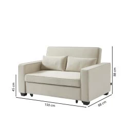 Canapé Droit LENA Convertible Velours Beige 2 Places 14 Canapé Droit LENA Convertible Velours Beige 2 Places -Meuble Déco Soldes canpe droit lena convertible velours beige 2 places 6