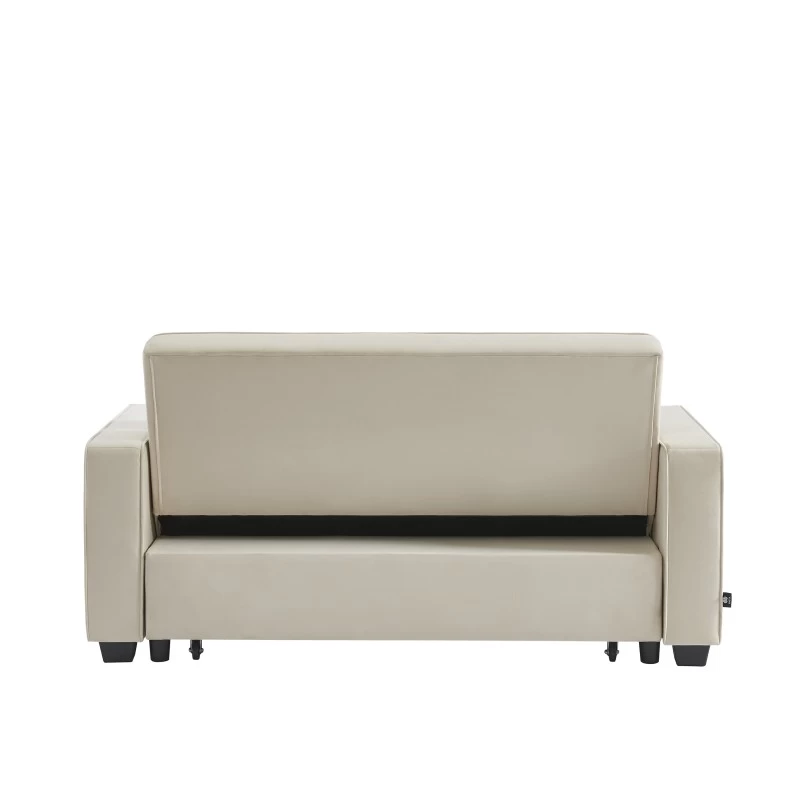 Canapé Droit LENA Convertible Velours Beige 3 Places 6 Canapé Droit LENA Convertible Velours Beige 3 Places – Image 6