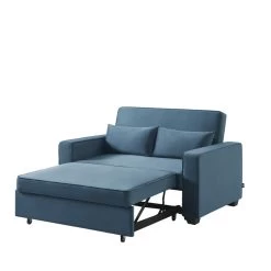 Canapé Droit LENA Convertible Velours Bleu 2 Places -Meuble Déco Soldes canpe droit lena convertible velours bleu 2 places 3