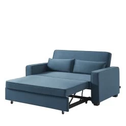 Canapé Droit LENA Convertible Velours Bleu 3 Places -Meuble Déco Soldes canpe droit lena convertible velours bleu 3 places 3