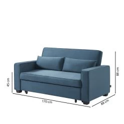 Canapé Droit LENA Convertible Velours Bleu 3 Places -Meuble Déco Soldes canpe droit lena convertible velours bleu 3 places 6
