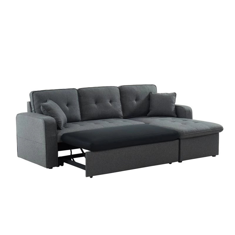 Canapé D'angle CANVAS Tissu Anthracite Coffre Angle Convertible 5 Canapé D'angle CANVAS Tissu Anthracite Coffre Angle Convertible – Image 5