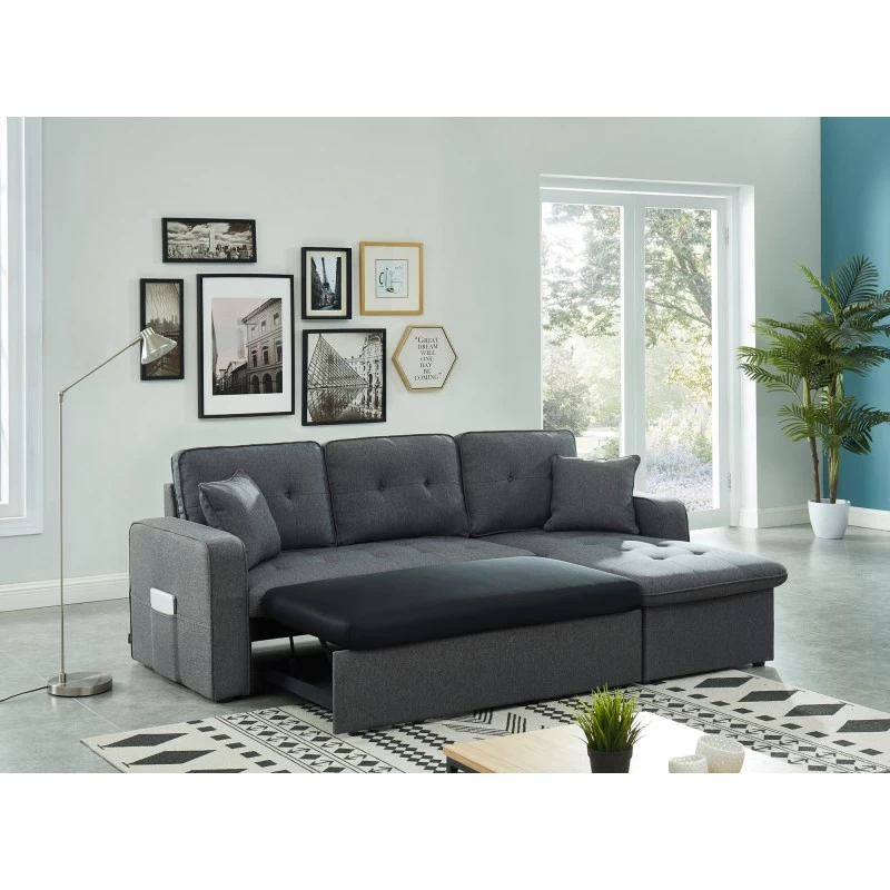 Canapé D'angle CANVAS Tissu Anthracite Coffre Angle Convertible 8 Canapé D'angle CANVAS Tissu Anthracite Coffre Angle Convertible – Image 8