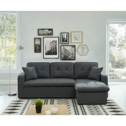 Canapé D'angle CANVAS Tissu Anthracite Coffre Angle Convertible 17 Canapé D'angle CANVAS Tissu Anthracite Coffre Angle Convertible -Meuble Déco Soldes canvasancvant canape 4pl 8