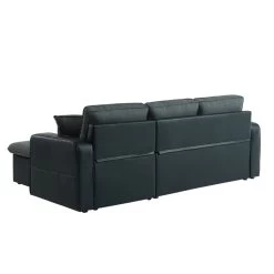 Canapé D'angle CANVAS Tissu Gris PU Noir Avec Coffre Convertible 4 Places -Meuble Déco Soldes canvasancvantnr canape 4pl 7