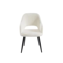 Chaise PHILOMENE Bouclettes écru Pieds En Métal Noir -Meuble Déco Soldes chaise philomene bouclettes ecru pieds en metal noir 2