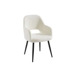 Chaise PHILOMENE Bouclettes écru Pieds En Métal Noir -Meuble Déco Soldes chaise philomene bouclettes ecru pieds en metal noir 3