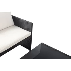 Salon De Jardin CLEO En Résine Tressée Noire 4 Places -Meuble Déco Soldes cleo salon de jardin 4 places avec dossiers en resine tressee noire 3