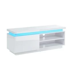 Meuble Tv à Led COSMOS Laqué Blanc Brillant 120cm -Meuble Déco Soldes cosmos3 meuble tv blanc laque 2