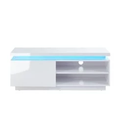 Meuble Tv à Led COSMOS Laqué Blanc Brillant 120cm -Meuble Déco Soldes cosmos3 meuble tv blanc laque 3