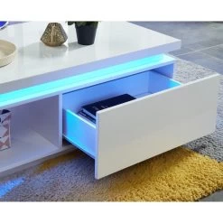 Table Basse à LED COSMOS Laqué Blanc Brillant 120cm -Meuble Déco Soldes cosmos6 table basse blanche 1