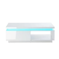Table Basse à LED COSMOS Laqué Blanc Brillant 120cm -Meuble Déco Soldes cosmos6 table basse blanche 2