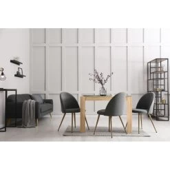 Table à Manger DAMIA Blanc Et Effet Chêne 120cm