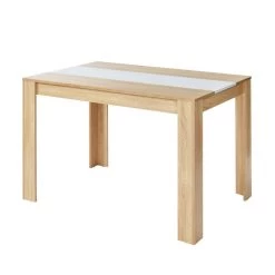 Table à Manger DAMIA Blanc Et Effet Chêne 120cm -Meuble Déco Soldes damia table de sejour 120 cm 5