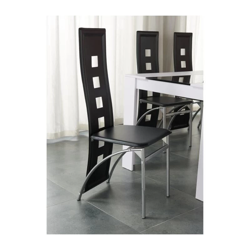 Ensemble Repas DAMIA Blanc Et Noir 4 Personnes 140cm 3 Ensemble Repas DAMIA Blanc Et Noir 4 Personnes 140cm – Image 3