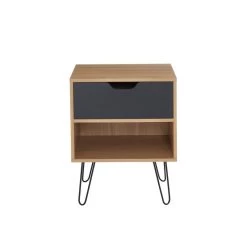 Lot De 2 Tables De Chevet DUO Noir Et Effet Chêne 1 Tiroir 40cm -Meuble Déco Soldes duo 2 tables de chevet chno 3