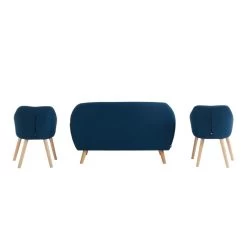 Ensemble HILDA En Tissu Bleu 1 Canapé Et 2 Fauteuils -Meuble Déco Soldes ensemble canapefauteuil hilda tissu bleu canape 2 places 2 fauteuils 2