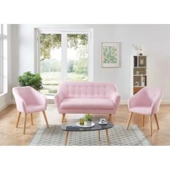 Ensemble HILDA En Tissu Rose 1 Canapé Et 2 Fauteuils -Meuble Déco Soldes ensemble canapefauteuil hilda tissu rose canape 2 places 2 fauteuils 3