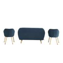 Ensemble HILDA En Velours Bleu Avec Piètement Bois Et Doré 1 Canapé Et 2 Fauteuils 9 Ensemble HILDA En Velours Bleu Avec Piètement Bois Et Doré 1 Canapé Et 2 Fauteuils -Meuble Déco Soldes ensemble hilda en velours bleu pieds bois dore 1 canape et 2 fauteuils 3