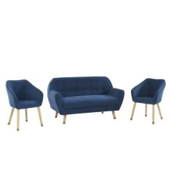 Ensemble HILDA En Velours Côtelé Bleu Avec Piètement Bois Et Doré 1 Canapé Et 2 Fauteuils 8 Ensemble HILDA En Velours Côtelé Bleu Avec Piètement Bois Et Doré 1 Canapé Et 2 Fauteuils -Meuble Déco Soldes ensemble hilda en velours cotele bleu pieds dore 1 canape et 2 fauteuils 2