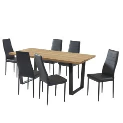 Ensemble Repas FELIX Effet Chêne Et PU Noir 6 Chaises 14 Ensemble Repas FELIX Effet Chêne Et PU Noir 6 Chaises -Meuble Déco Soldes ensemble repas felix effet chene et pu noir 4 chaises 3
