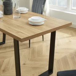 Ensemble Repas FELIX Effet Chêne Et Velours Gris 4 Chaises -Meuble Déco Soldes ensemble repas felix effet chene et velours gris 4 chaises 3