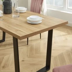 Ensemble Repas FELIX Effet Chêne Et Velours Rose 4 Chaises -Meuble Déco Soldes ensemble repas felix effet chene et velours rose 4 chaises 3