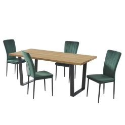 Ensemble Repas FELIX Effet Chêne Et Velours Vert 4 Chaises 15 Ensemble Repas FELIX Effet Chêne Et Velours Vert 4 Chaises -Meuble Déco Soldes ensemble repas felix effet chene et velours vert 4 chaises 4