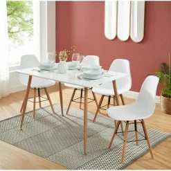Ensemble Repas KITTOS Laqué Blanc Mat 4 Personnes 120cm