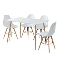 Ensemble Repas KITTOS Laqué Blanc Mat 4 Personnes 120cm -Meuble Déco Soldes ensemble repas kittos 3