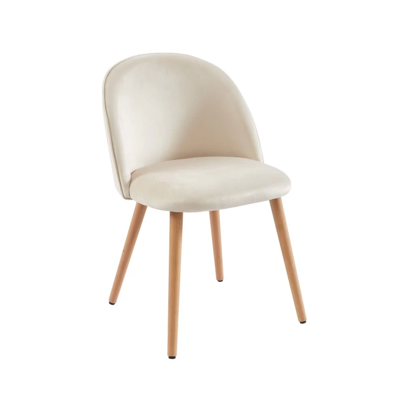 Ensemble Repas MACARON Effet Chêne Et Velours Beige 4 Chaises 9 Ensemble Repas MACARON Effet Chêne Et Velours Beige 4 Chaises – Image 9