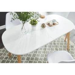 Table Extensible ERIKA Laqué Blanc Mat 8 Personnes 160 à 200cm -Meuble Déco Soldes erika1 table blanche 2