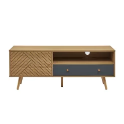 Meuble Tv ETNIK Gris Et Effet Bois 130cm -Meuble Déco Soldes etnik02 meuble tv 130 cm 2