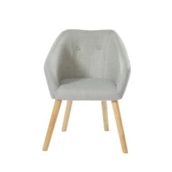 Fauteuil HILDA En Tissu Gris Avec Pieds En Bois -Meuble Déco Soldes fauteuil 1 place hilda 2