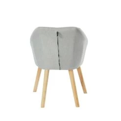 Fauteuil HILDA En Tissu Gris Avec Pieds En Bois -Meuble Déco Soldes fauteuil 1 place hilda 3