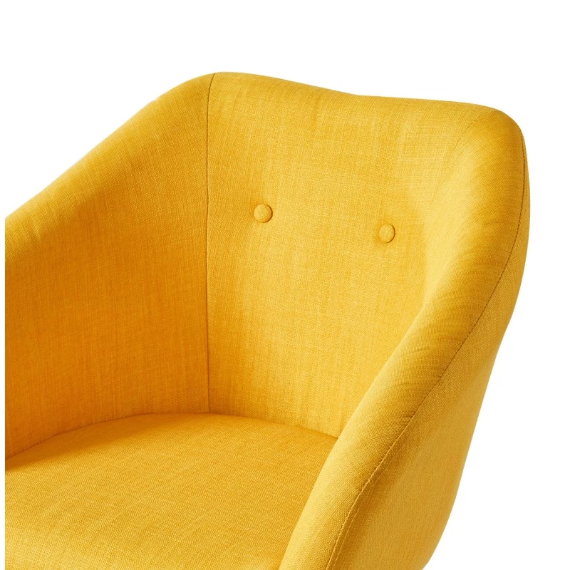 Fauteuil HILDA En Tissu Jaune Avec Pieds En Bois 2 Fauteuil HILDA En Tissu Jaune Avec Pieds En Bois – Image 2