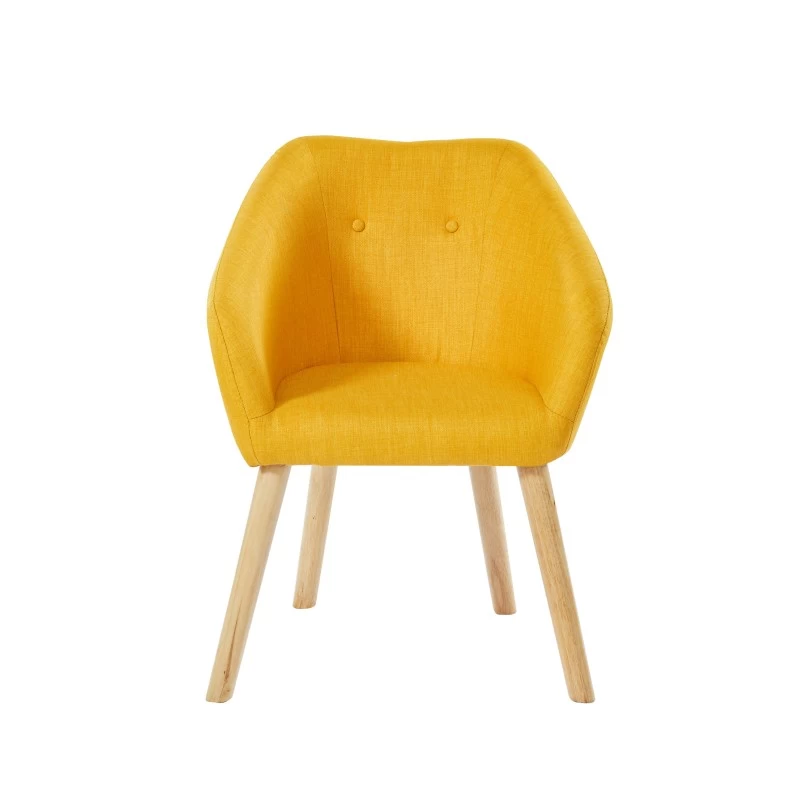 Fauteuil HILDA En Tissu Jaune Avec Pieds En Bois 3 Fauteuil HILDA En Tissu Jaune Avec Pieds En Bois – Image 3