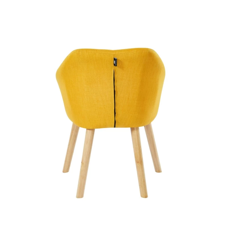 Fauteuil HILDA En Tissu Jaune Avec Pieds En Bois 4 Fauteuil HILDA En Tissu Jaune Avec Pieds En Bois – Image 4