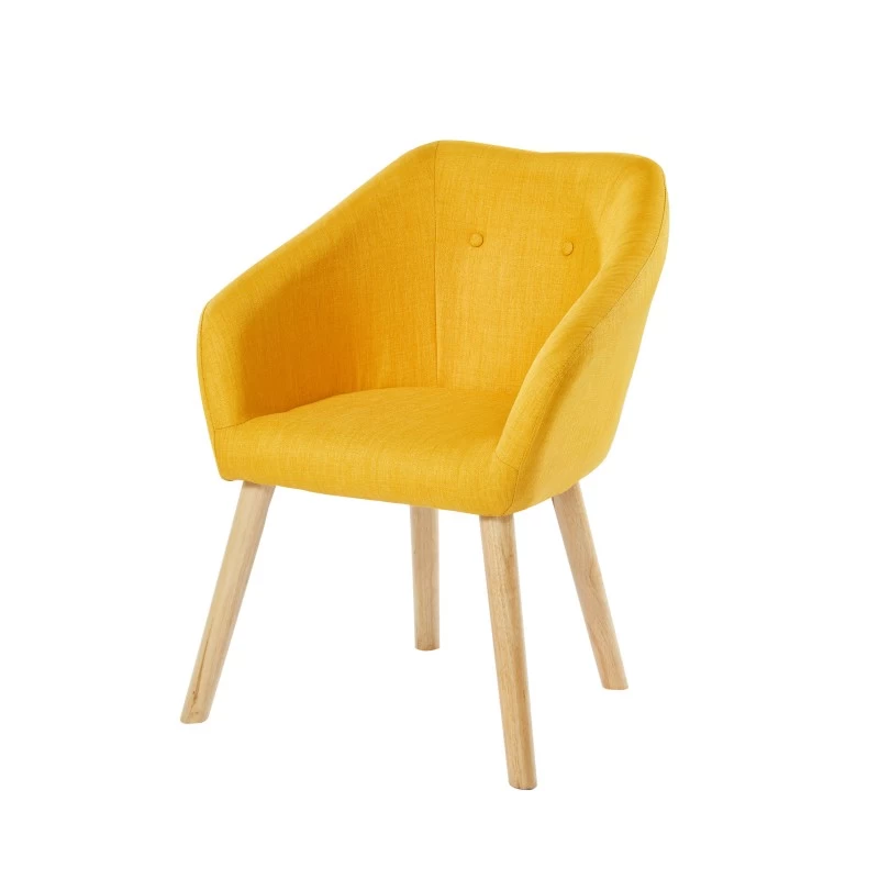 Fauteuil HILDA En Tissu Jaune Avec Pieds En Bois 5 Fauteuil HILDA En Tissu Jaune Avec Pieds En Bois – Image 5