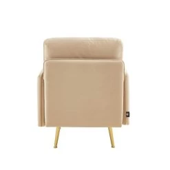 Fauteuil ADAM Velours Beige Avec Piètement En Métal Doré 9 Fauteuil ADAM Velours Beige Avec Piètement En Métal Doré -Meuble Déco Soldes fauteuil adam velours beige pied en metal dore 3