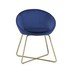 Fauteuil ARSENE En Velours Bleu Nuit Avec Piètement Doré -Meuble Déco Soldes fauteuil arsene 2